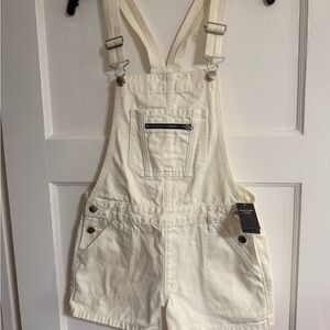 NWT Size XS Abercrombie & Fitch White Denim Shorts Overalls